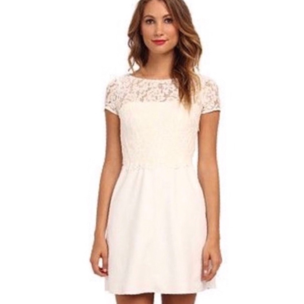 Revolve | Bailey 44 ‘Starry Sky’ White Lace Illusion Faux Leather Mini Dress